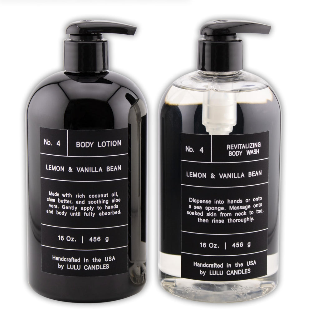 Lulu Candles Lemon & Vanilla Bean body wash with vitamin-enriched formula for refreshing cleanse