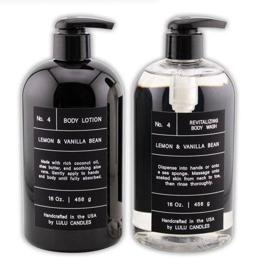 Lulu Candles Lemon & Vanilla Bean body wash with vitamin-enriched formula for refreshing cleanse