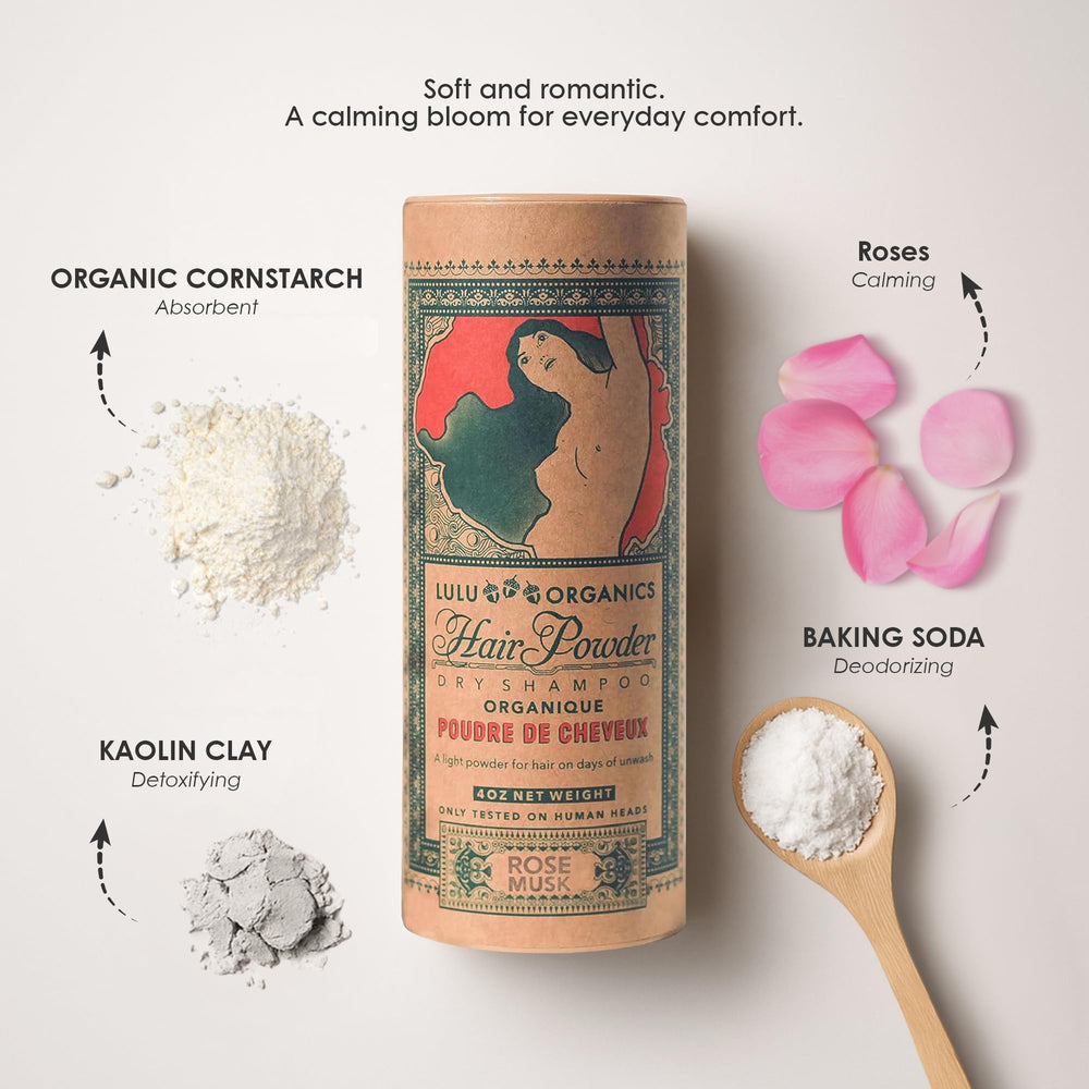 Lulu Organics powder adds subtle volume for refreshed hair without white residue.