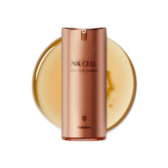 Lulubeu MELA CLINIC Ampoule bottle closeup showing lightweight serum texture for even tone