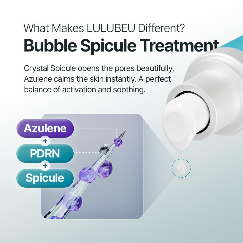 LULUBEU PDRN Azulene serum application suggesting soothing, radiant-looking skin.