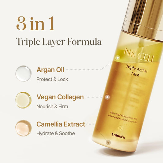 LULUBEU Triple Active Mist spray in action for quick absorption
