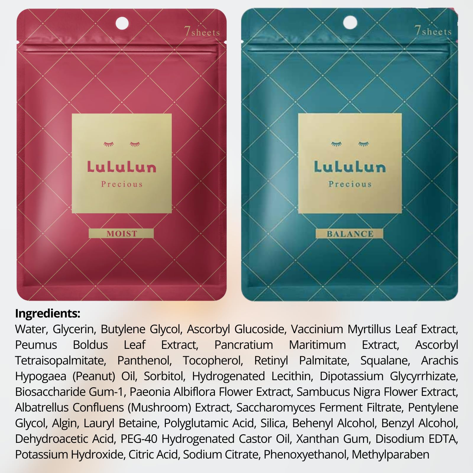 Lululun 14-sheet mask daily use promotes soft, refreshed skin.