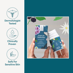 LUMA & LEAF dewy finish image suggests makeup-ready skin after use.