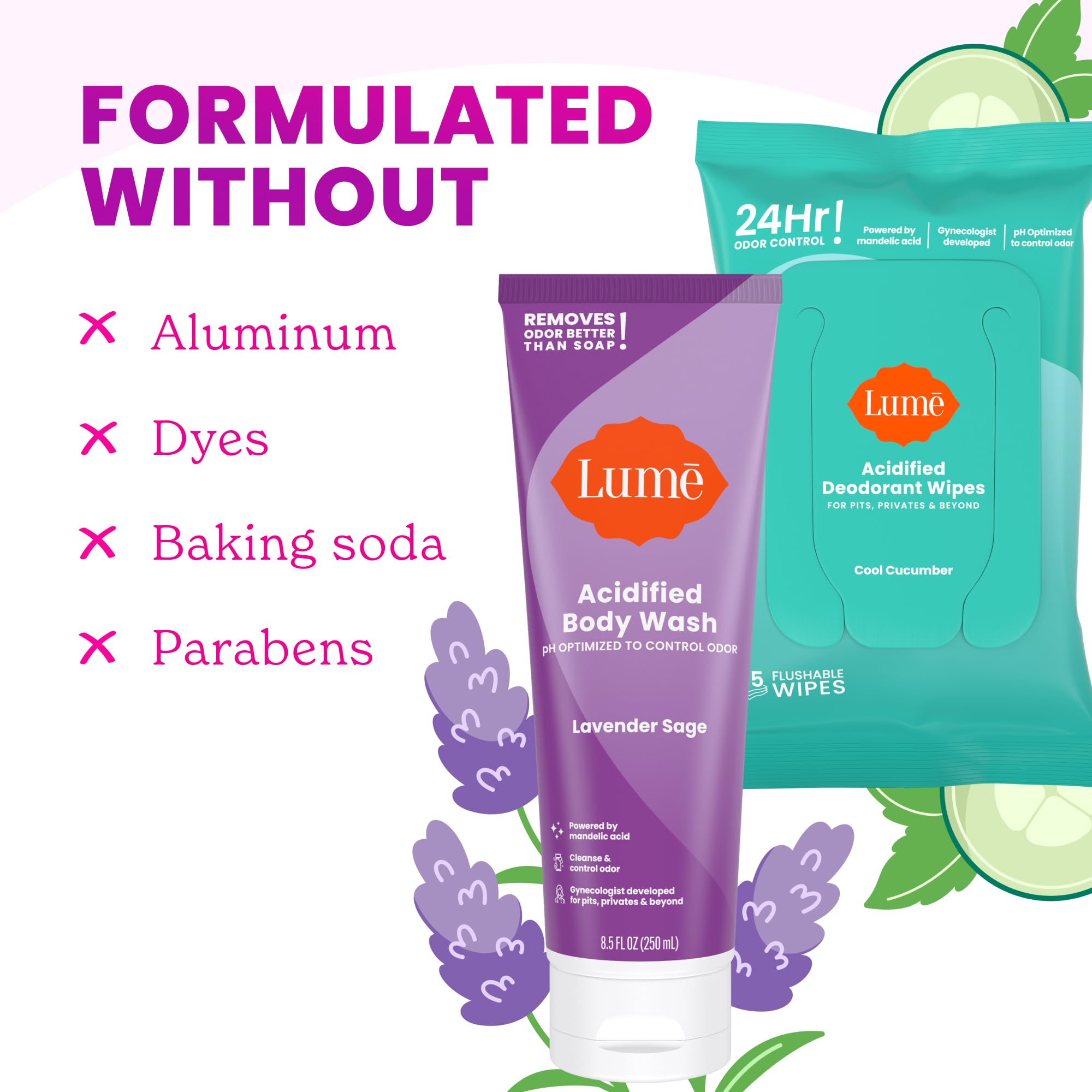 Rich lather close-up from Lume Acidified Body Wash suggests skin-friendly cleansing.