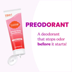 Lume aluminum-free and baking soda-free formula label for sensitive skin.