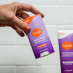 Lume aluminum‑free deodorant for gentle, skin‑friendly wear.