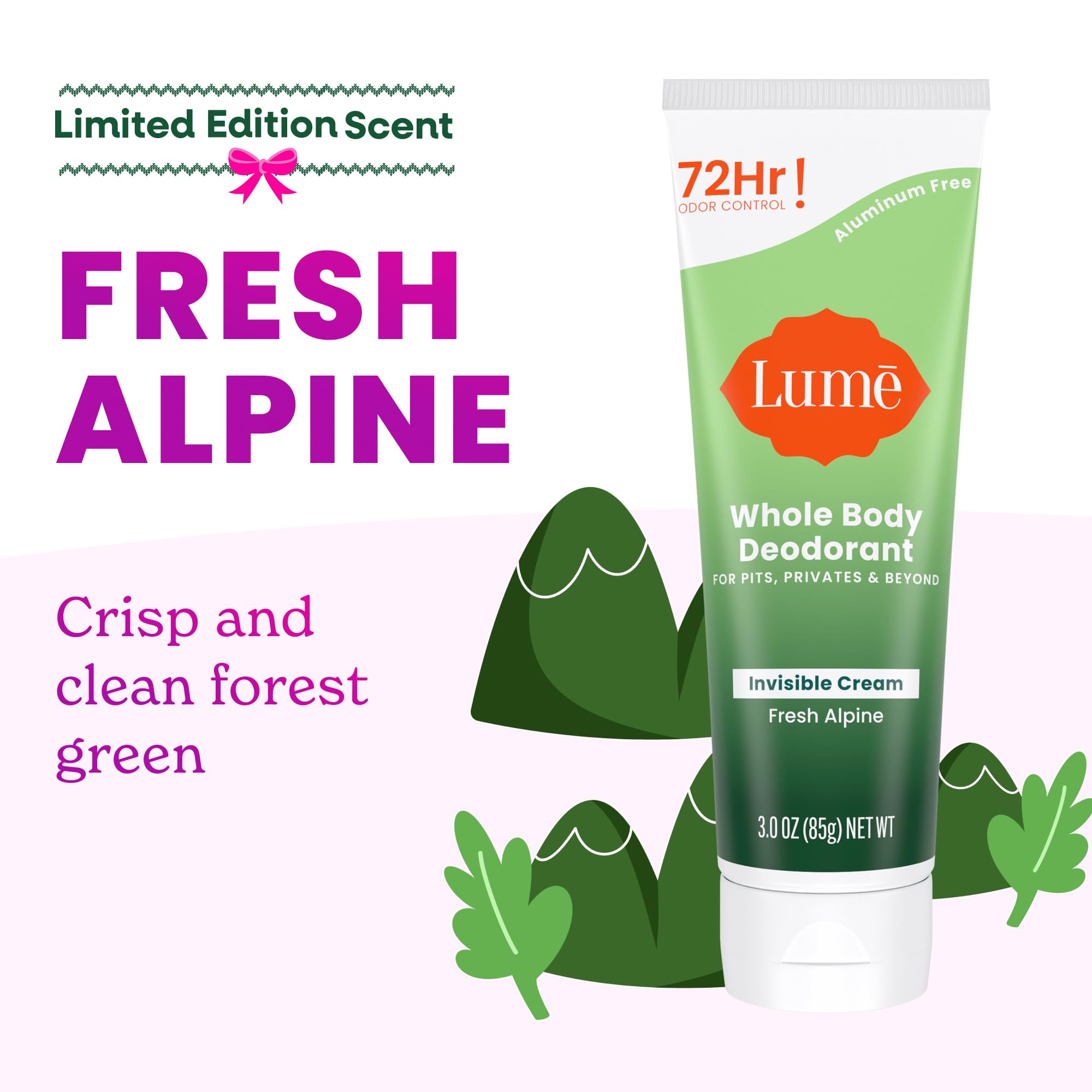 Lume applying invisible cream tube for gentle, skin-loving odor control