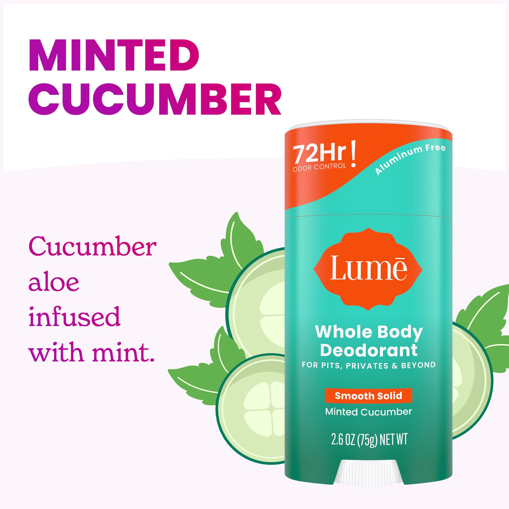 Hands applying Lume underarm deodorant stick for quick odor protection.