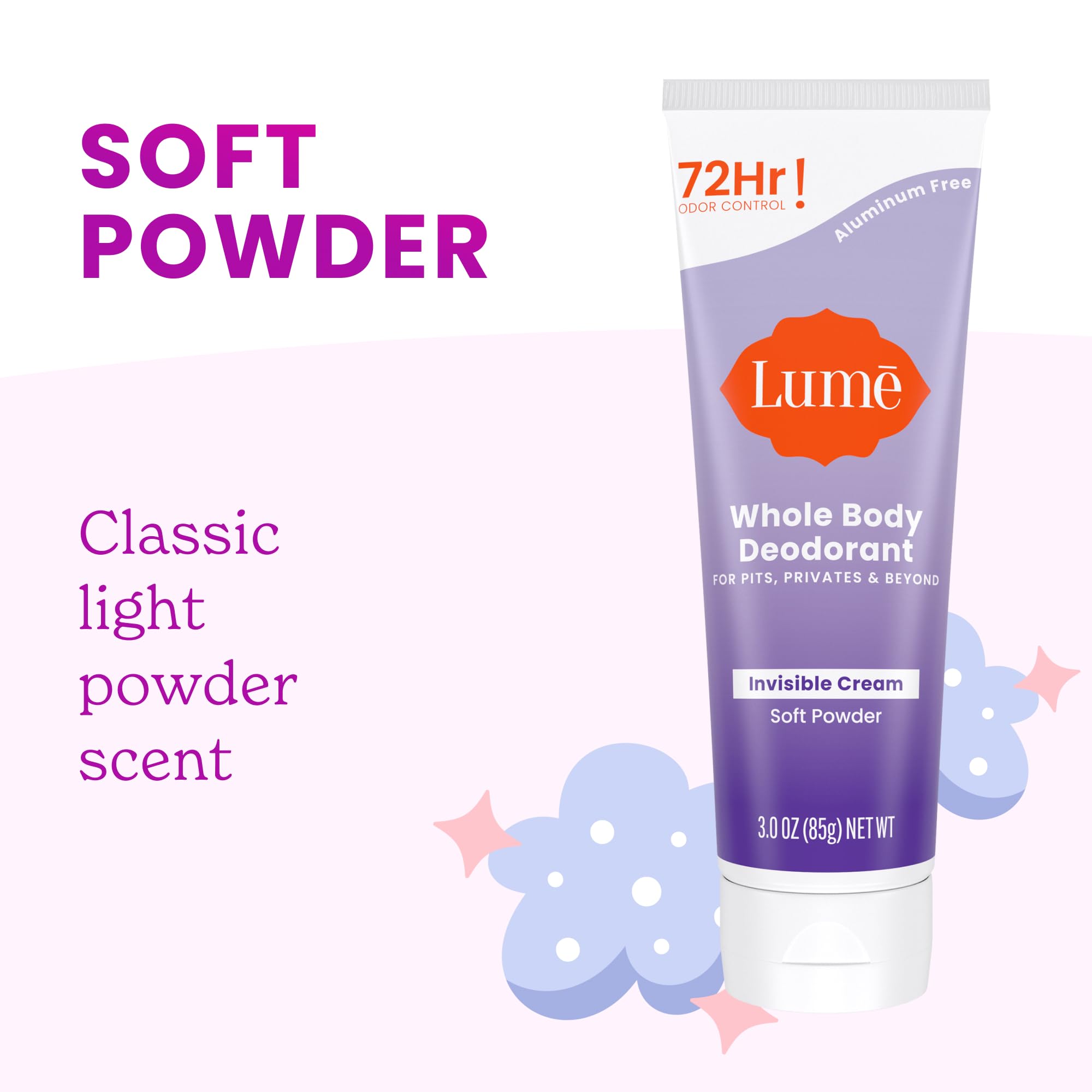 Lume cream texture close-up reveals smooth, skin-friendly formula.