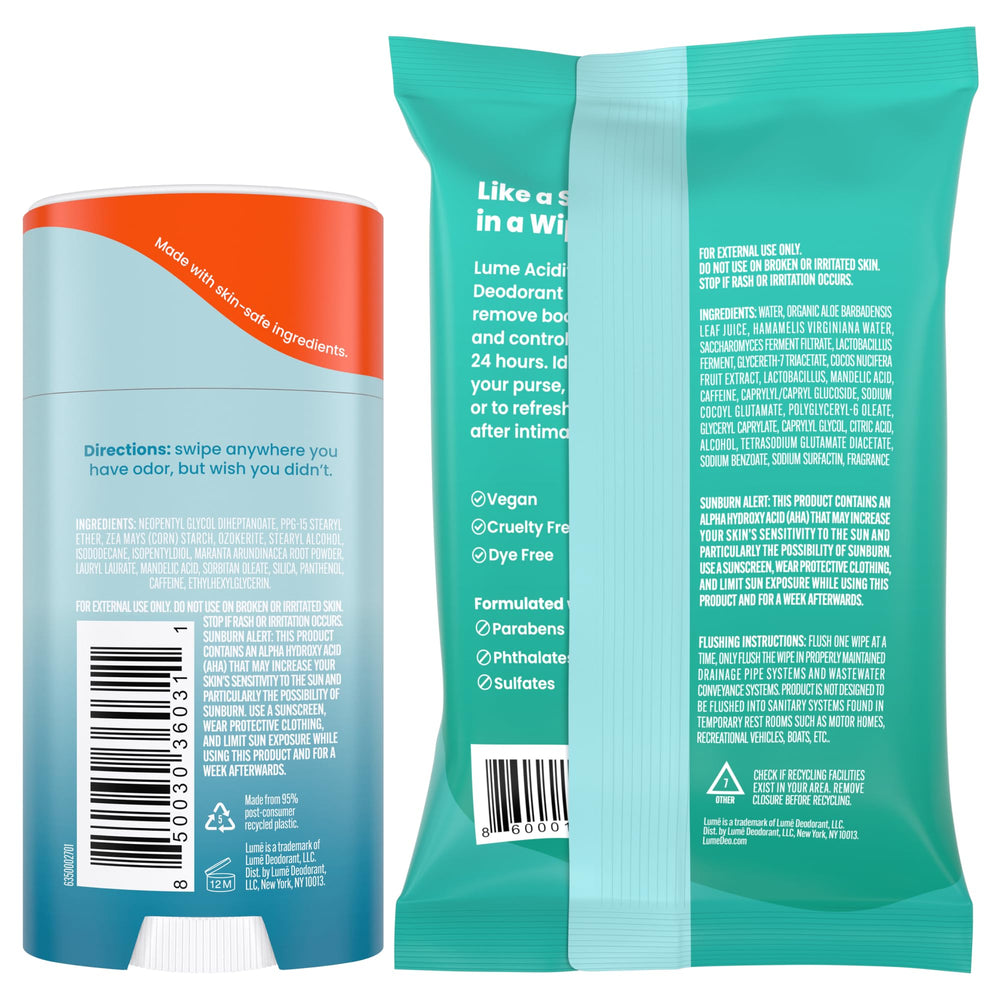 Flushable Lume wipes designed to break down after use