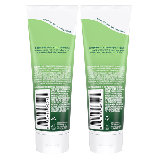 Lume Fresh Alpine cream-tube being applied to underarm for discreet protection.