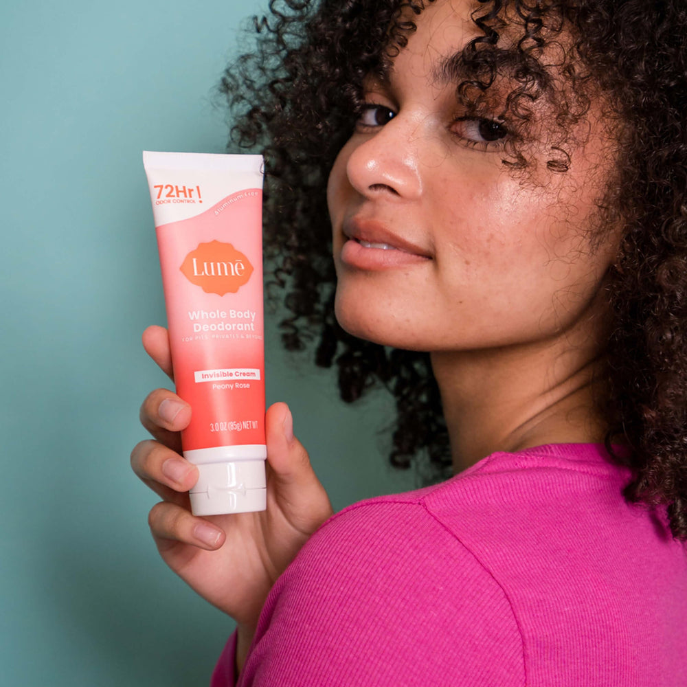 Lume hypoallergenic skin-safe claim highlighted on packaging.