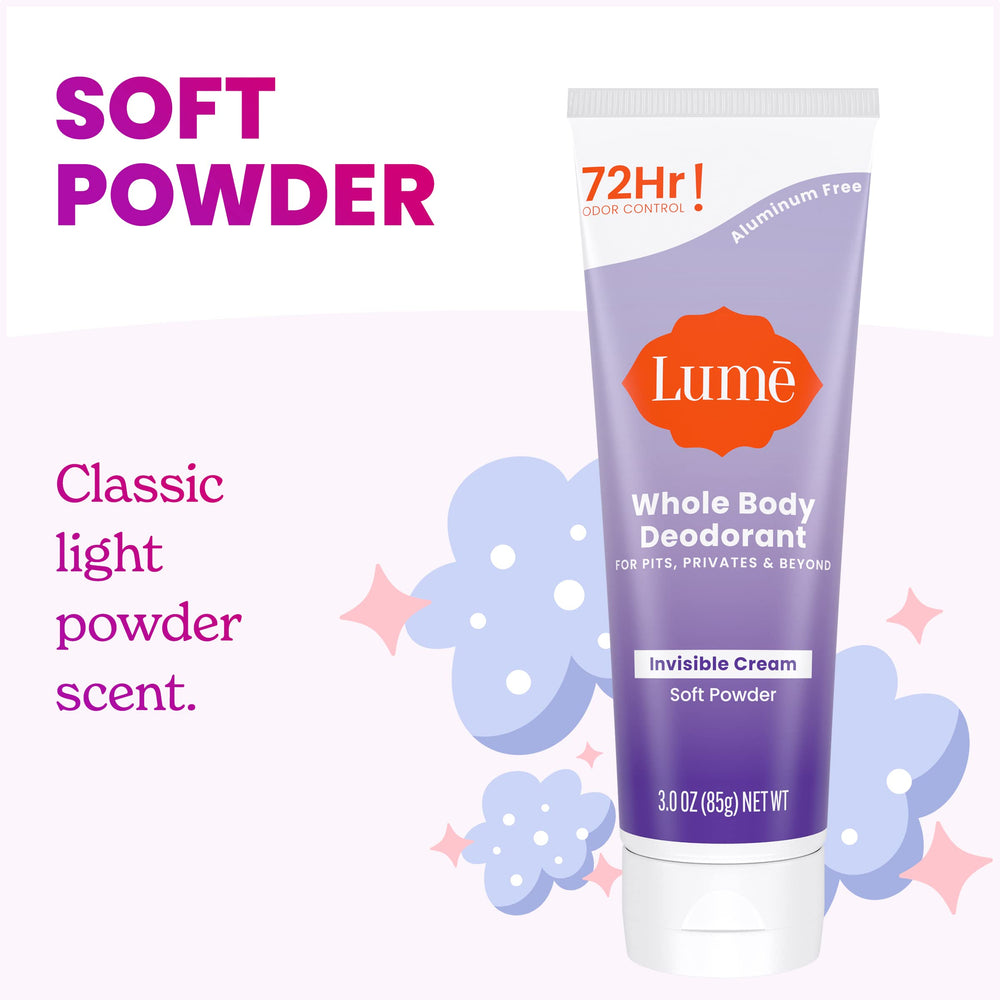 Lume soft powder scent provides light, luxurious fragrance