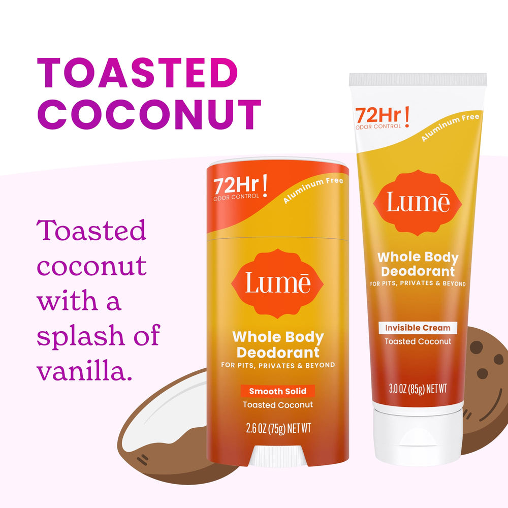 Lume toasted coconut scent close-up suggesting daily ritual
