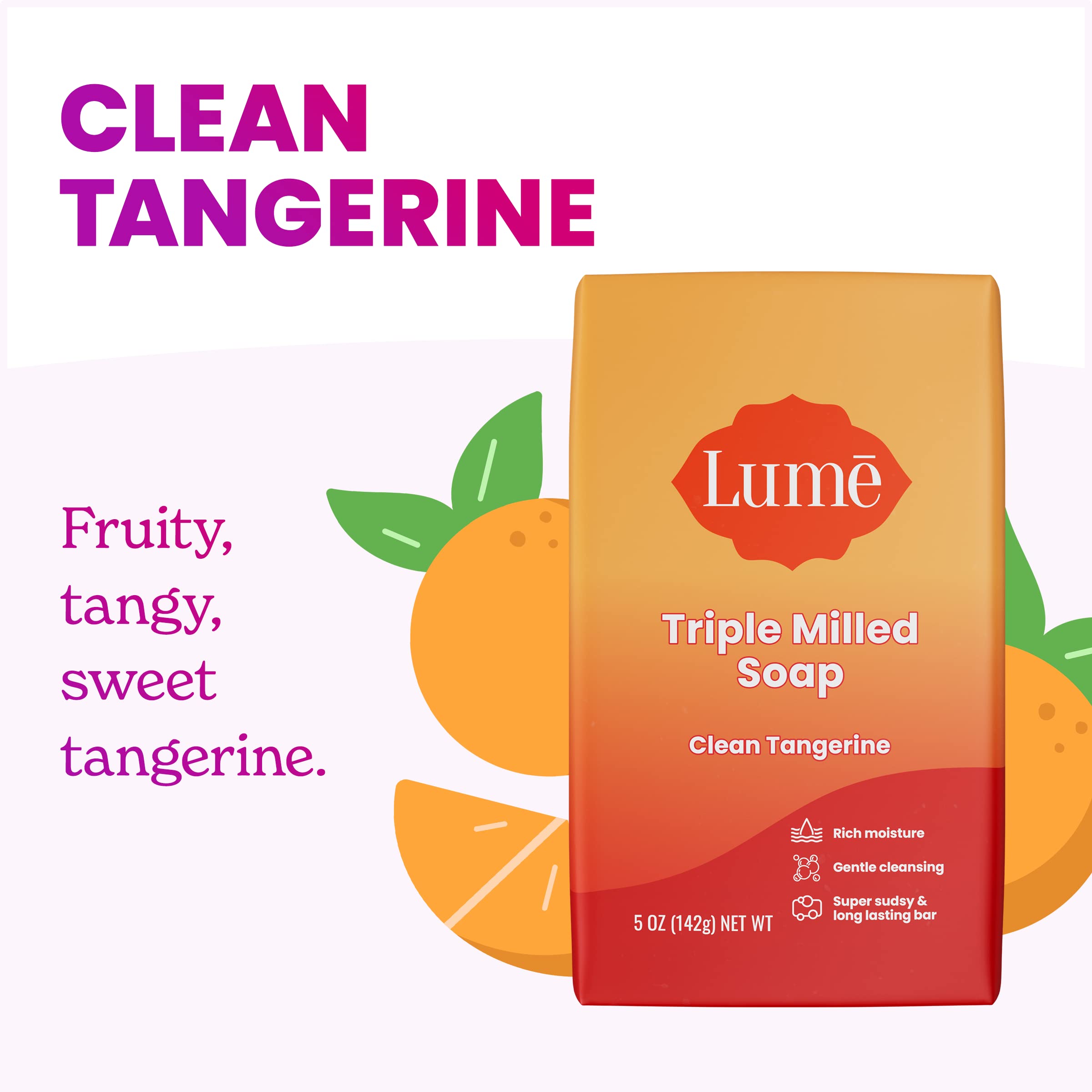 Lume triple milled bar soap gentle cleanse for everyday use