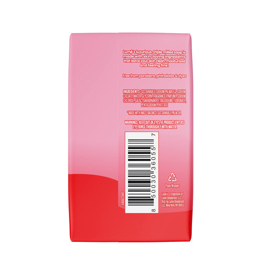 Lume Peony Rose bar close-up highlighting creamy texture.