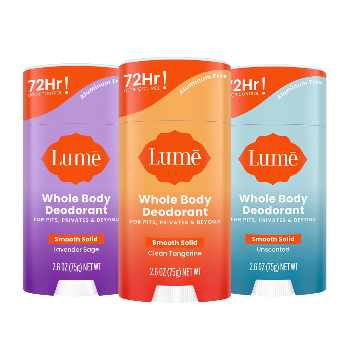 Lume Clean Tangerine deodorant stick for all-day odor control