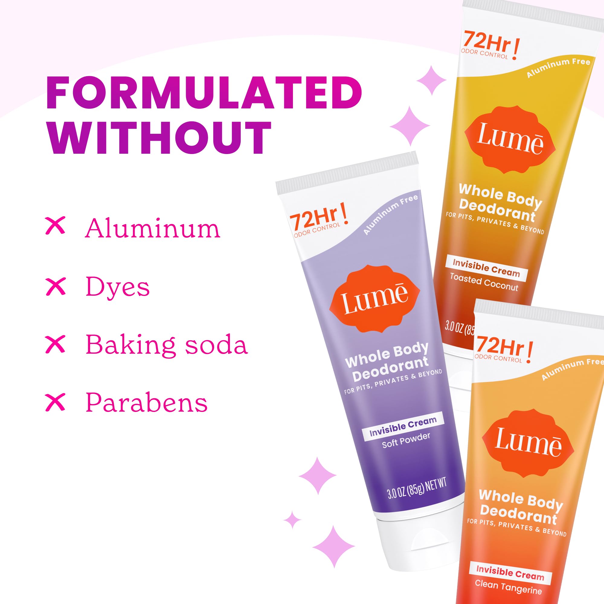 Lume invisible cream tube in clean tangerine scent for daytime confidence