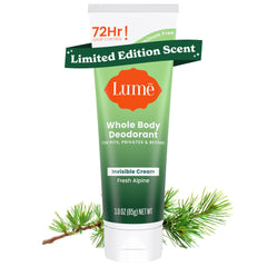 Lume Whole Body Deodorant invisible cream tube packaging for discreet odor control