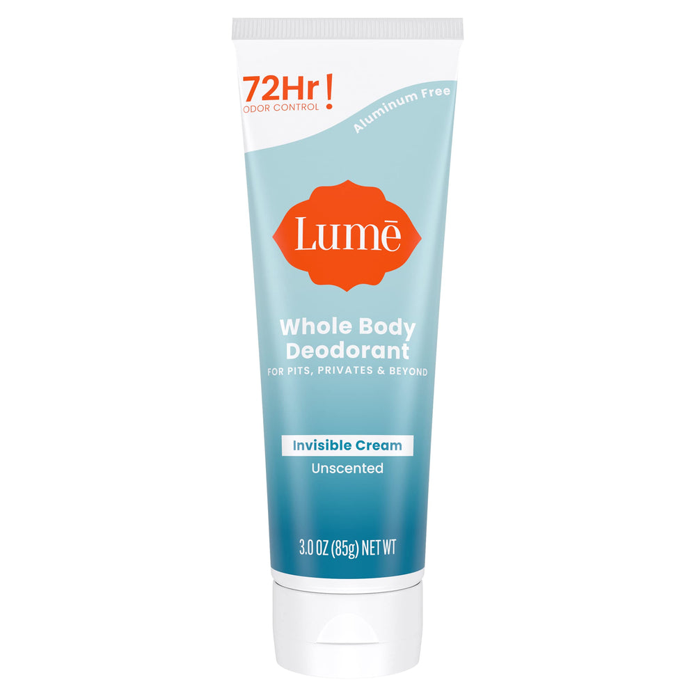 Lume Whole Body Deodorant invisible cream tube for all-over odor control.
