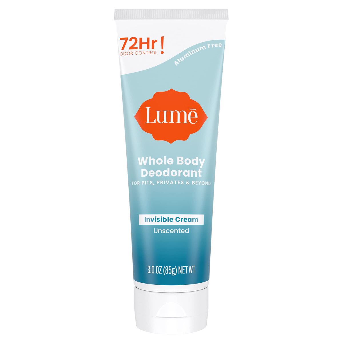 Lume Whole Body Deodorant invisible cream tube for all-over odor control.