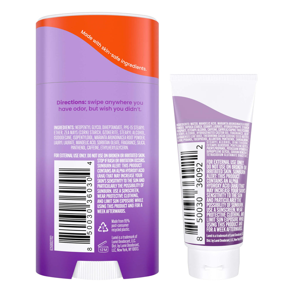 Lume Solid Stick Lavender Sage gliding smoothly for long-lasting odor protection.