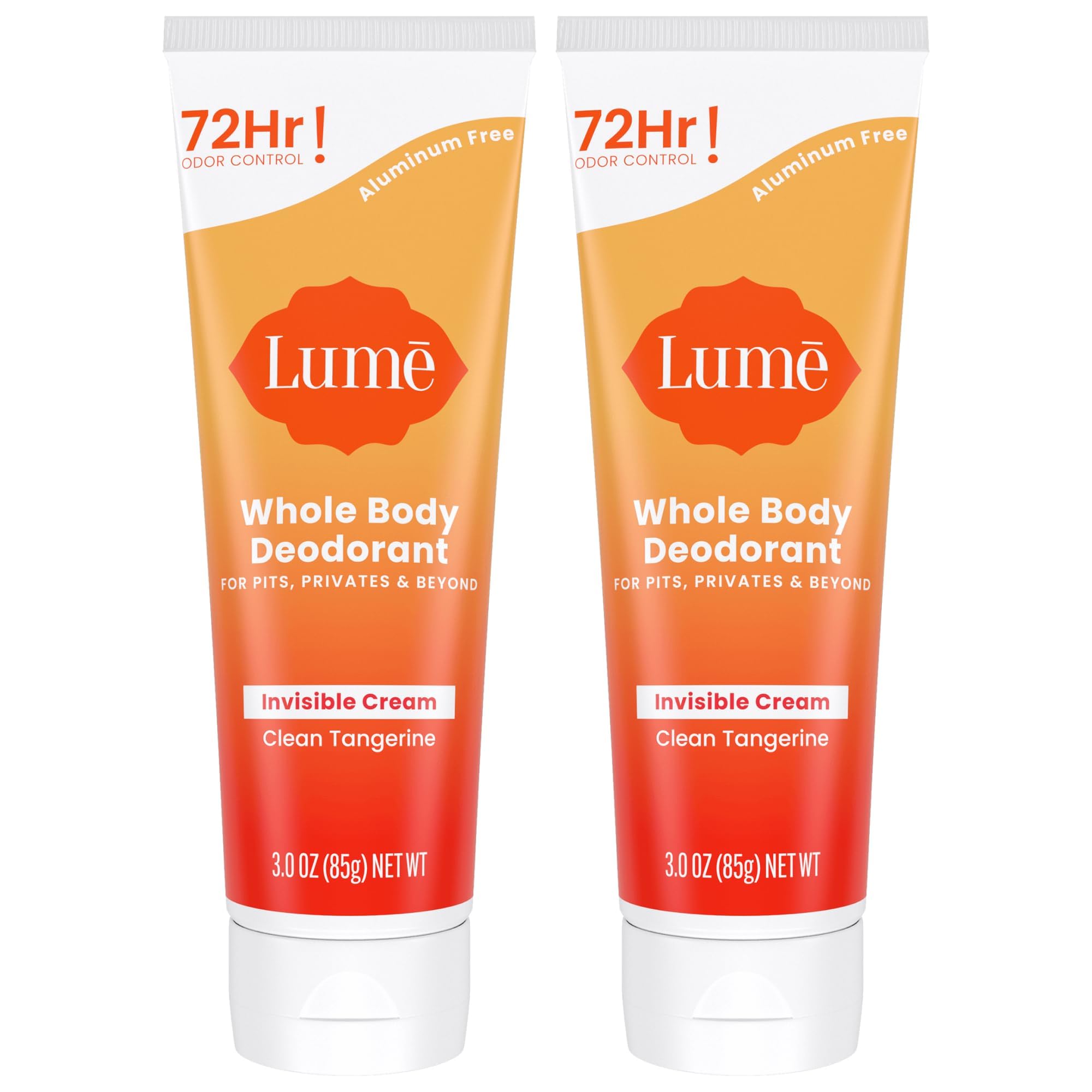 Lume Whole Body Deodorant Cream Tube in Clean Tangerine for all-day odor control.