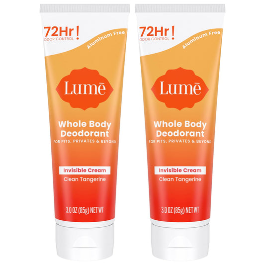 Lume Whole Body Deodorant Cream Tube in Clean Tangerine for all-day odor control.