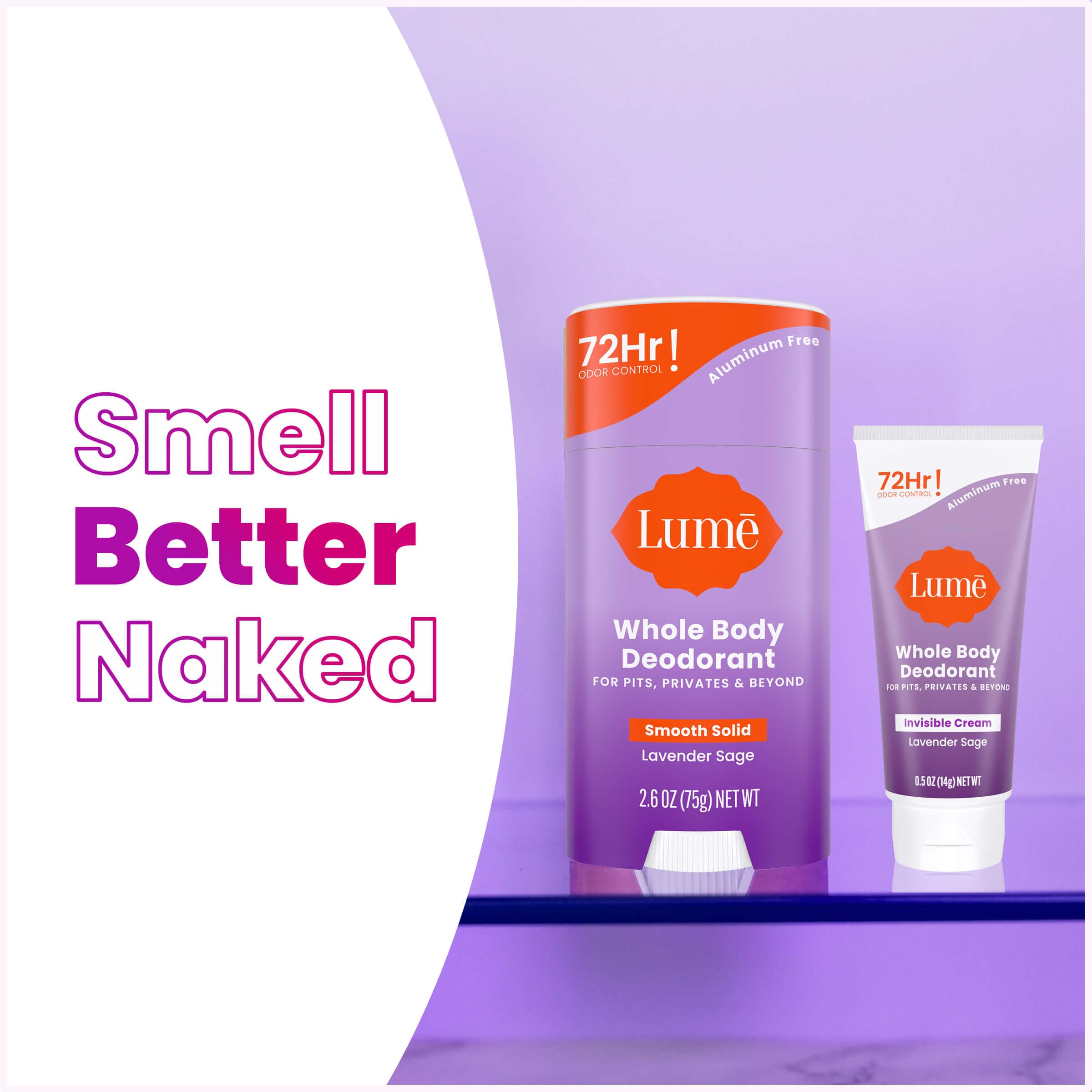 Lume Lavender Sage scent enhances daily use with a calming aroma.