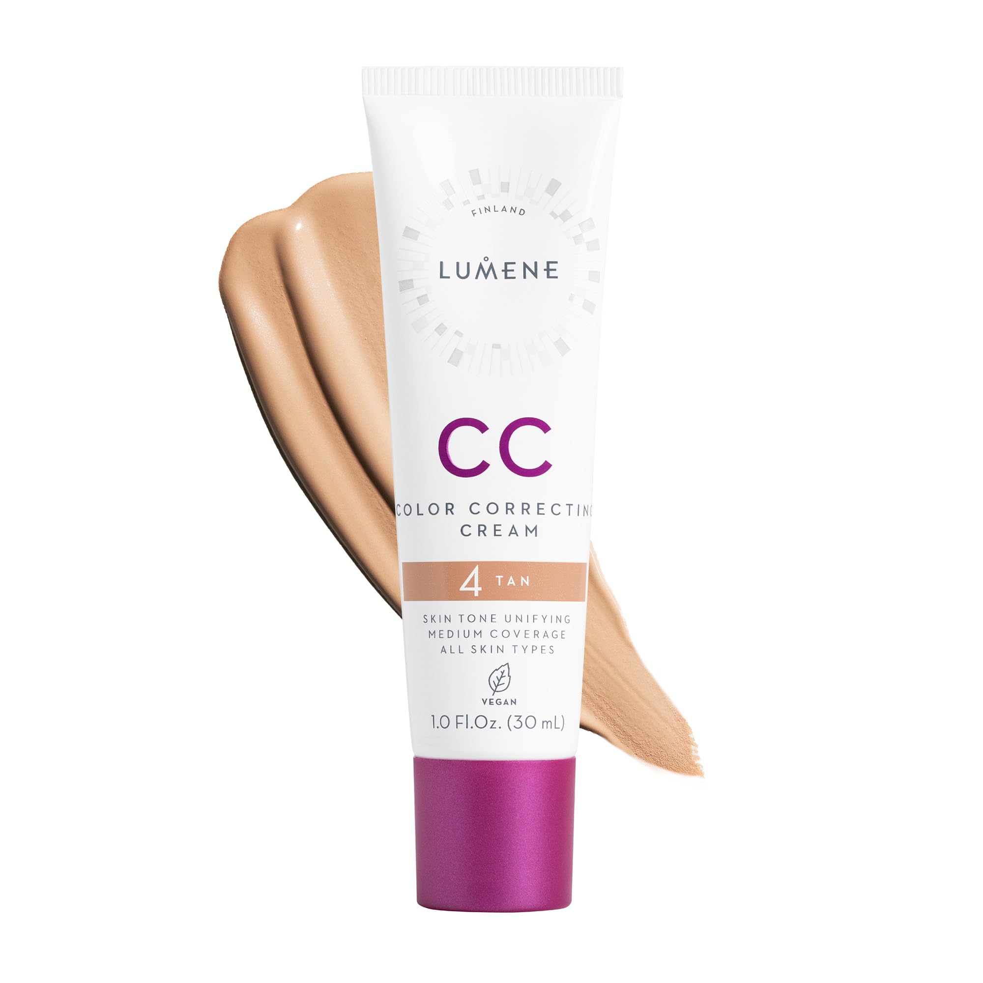 Lumene Color Correcting CC Cream tube showing lightweight, blendable formula for balanced skin