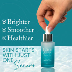 LumEnvy serum texture shows light hydration and quick absorption for dry skin.