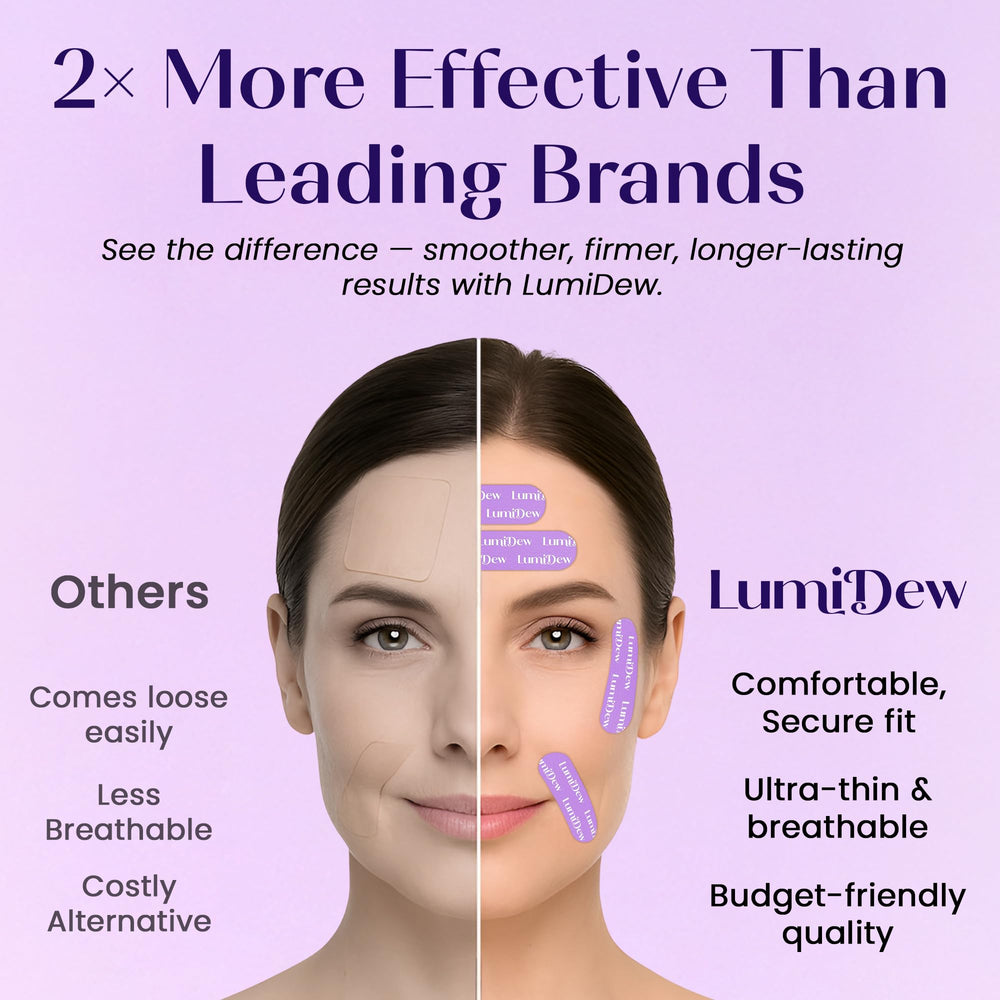 LumiDew Japanese skincare-inspired taping visual implies natural-looking lift.
