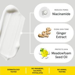 Lumin niacinamide ingredient graphic emphasizes texture smoothing and even tone potential.