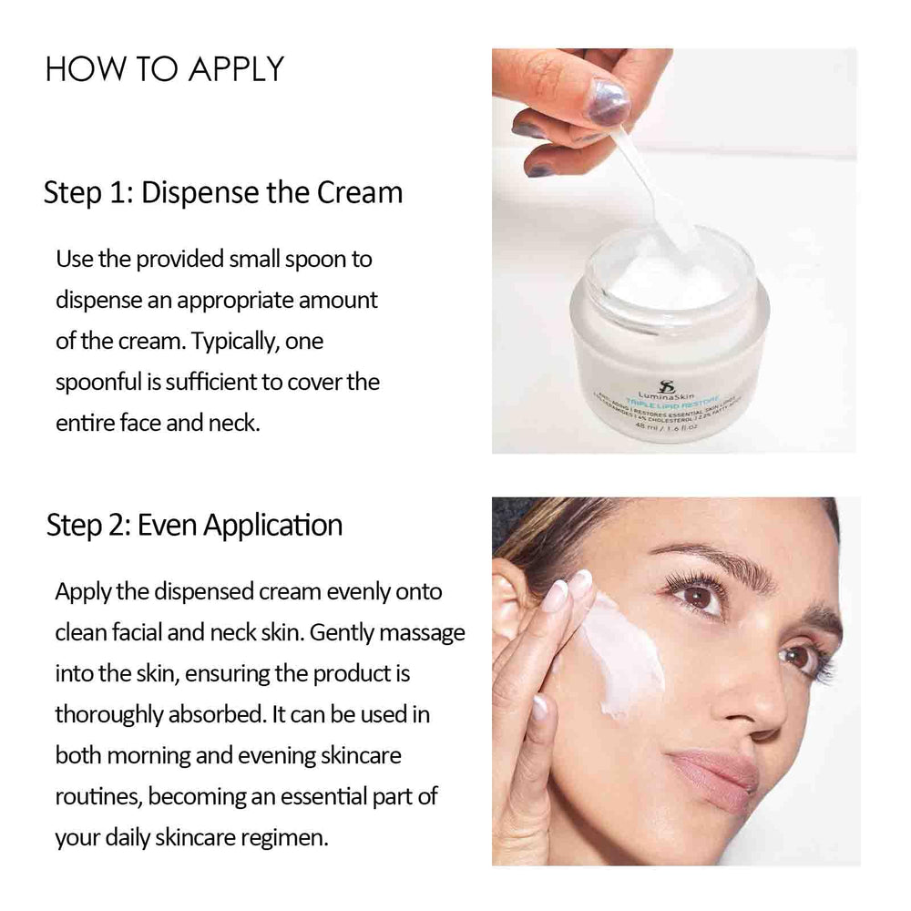 LuminaSkin application-step visual hints at easy daily use.