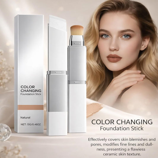 Lumine Skin dual-ended foundation stick with detachable brush enables precise blending