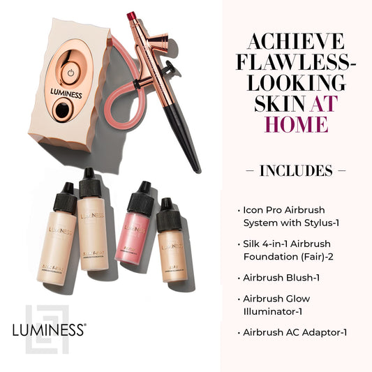 Luminess Air Icon Pro compressor unit provides whisper-quiet power for smooth application.