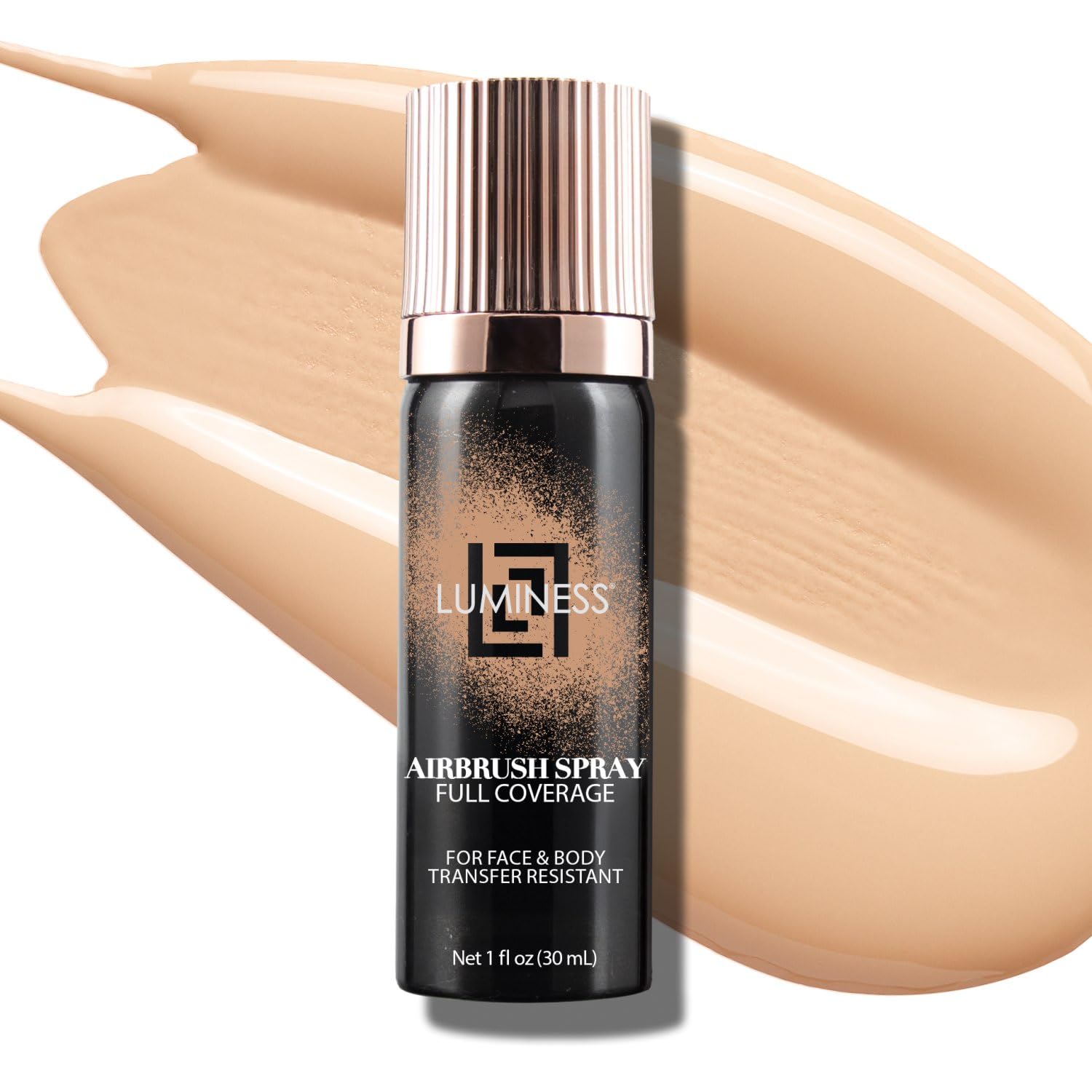 Luminess Airbrush Body Coverage close-up shows smooth, even finish for flawless skin.