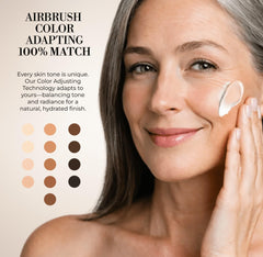 Angled buffing brush in use for smooth, even blending with Luminess.