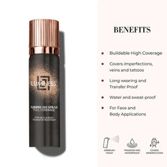 Luminess face and body coverage bottle suitable for large-area application.