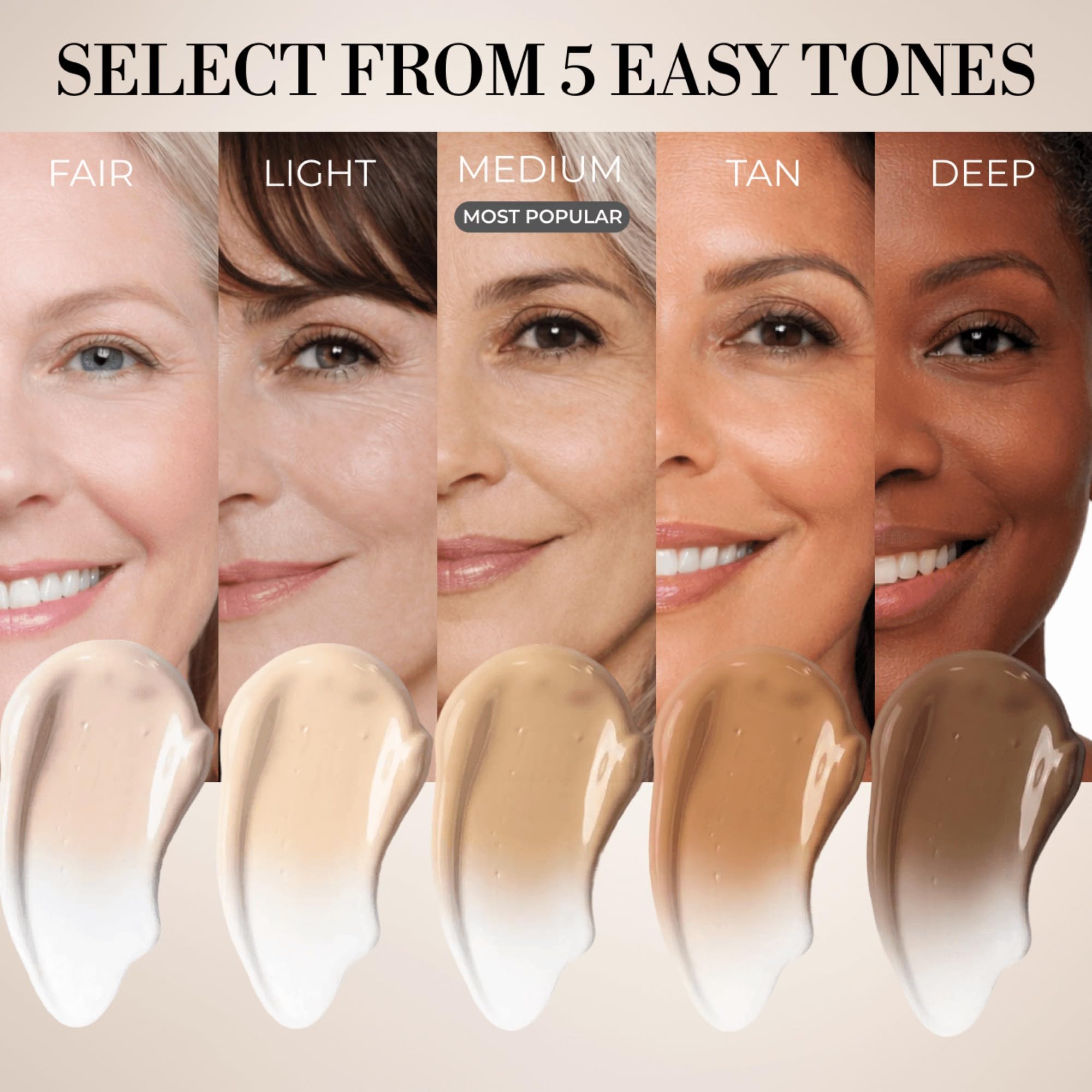 Luminess Shea Butter and Vitamin E in formula for skin-friendly care.