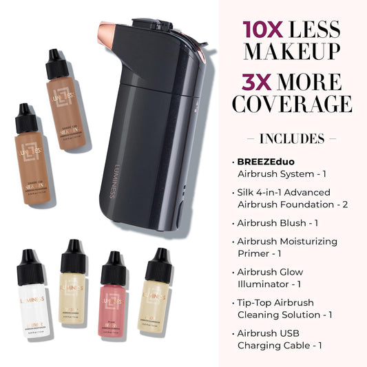 Luminess Silk Advanced Foundation bottle 12 for lightweight coverage.