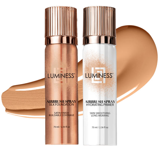 Luminess Silk Airbrush Foundation bottle close-up for a premium finish.