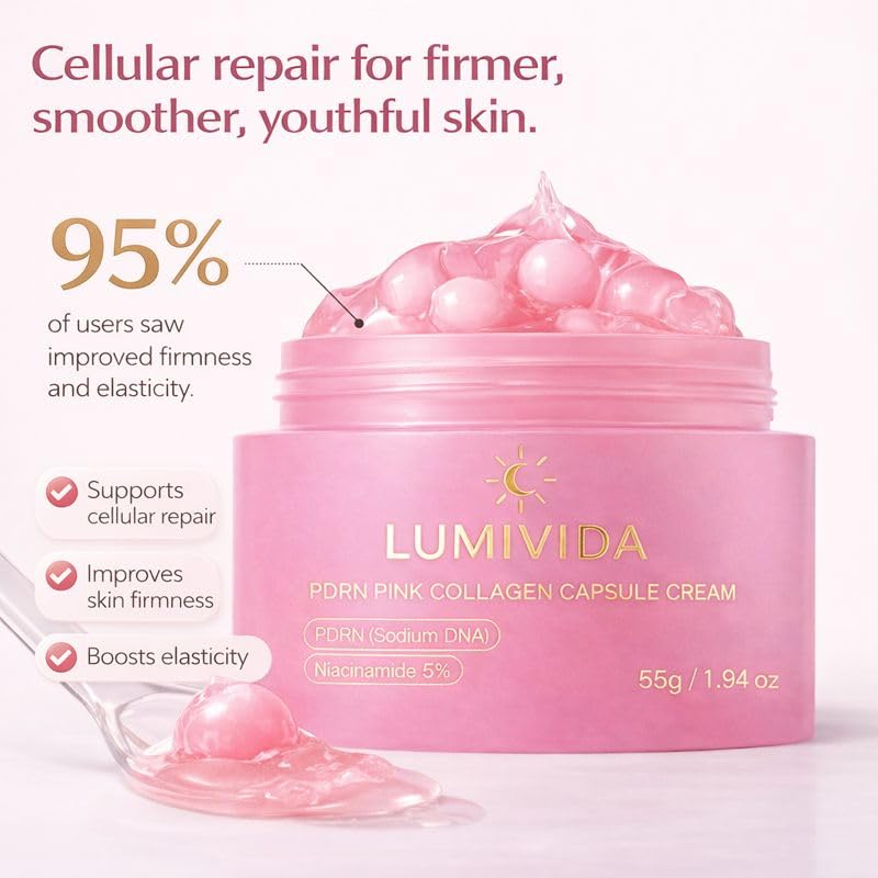 LumiVida jar with Salmon DNA cream emphasizing rich moisture.