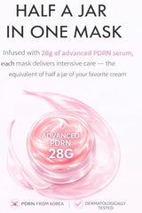 LumiVida Salmon DNA PDRN mask on face close-up showing cooling hydrogel feel