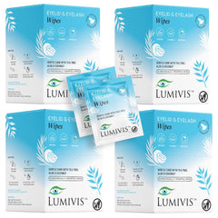 Lumivis Tea Tree Oil Eyelid Wipes box for daily cleansing.