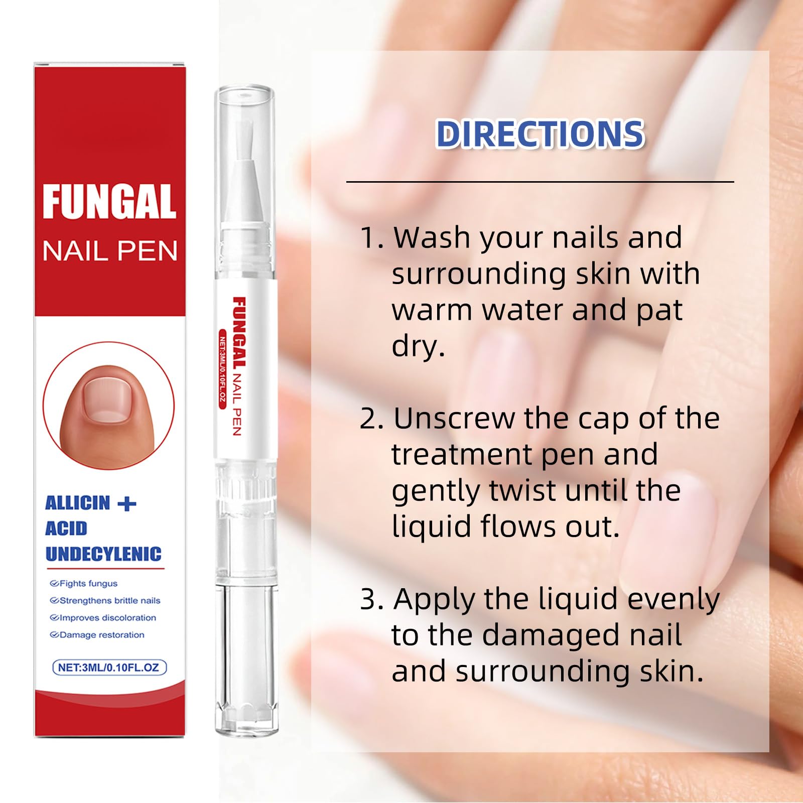 Lumzist Nail Renewal Pen dual-action cuticle care for surrounding skin.