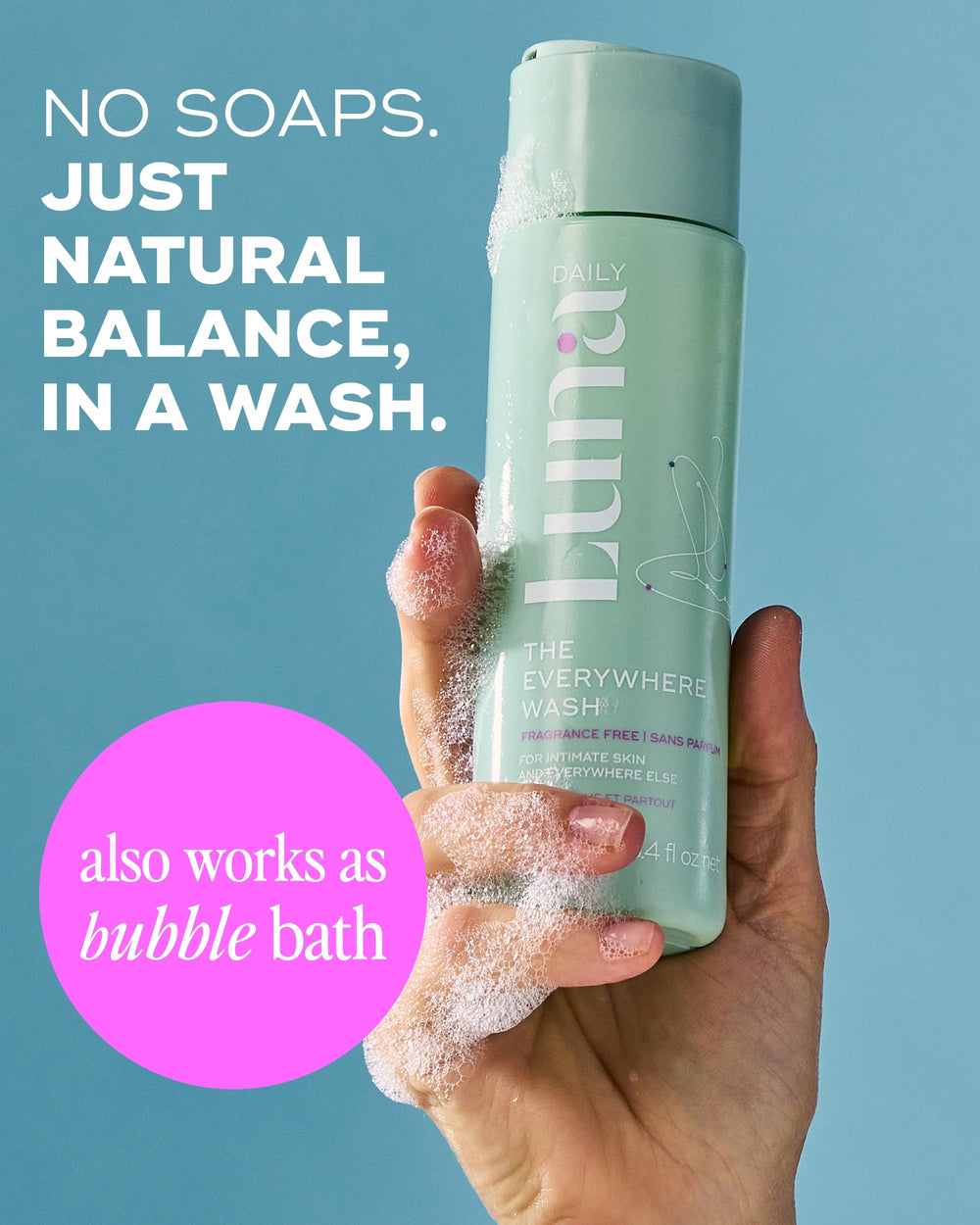 Luna Daily fragrance-free wash with aloe vera and chamomile for soothing hydration