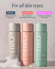 Luna Daily fragrance-free wash packaging box in travel size for on-the-go cleansing