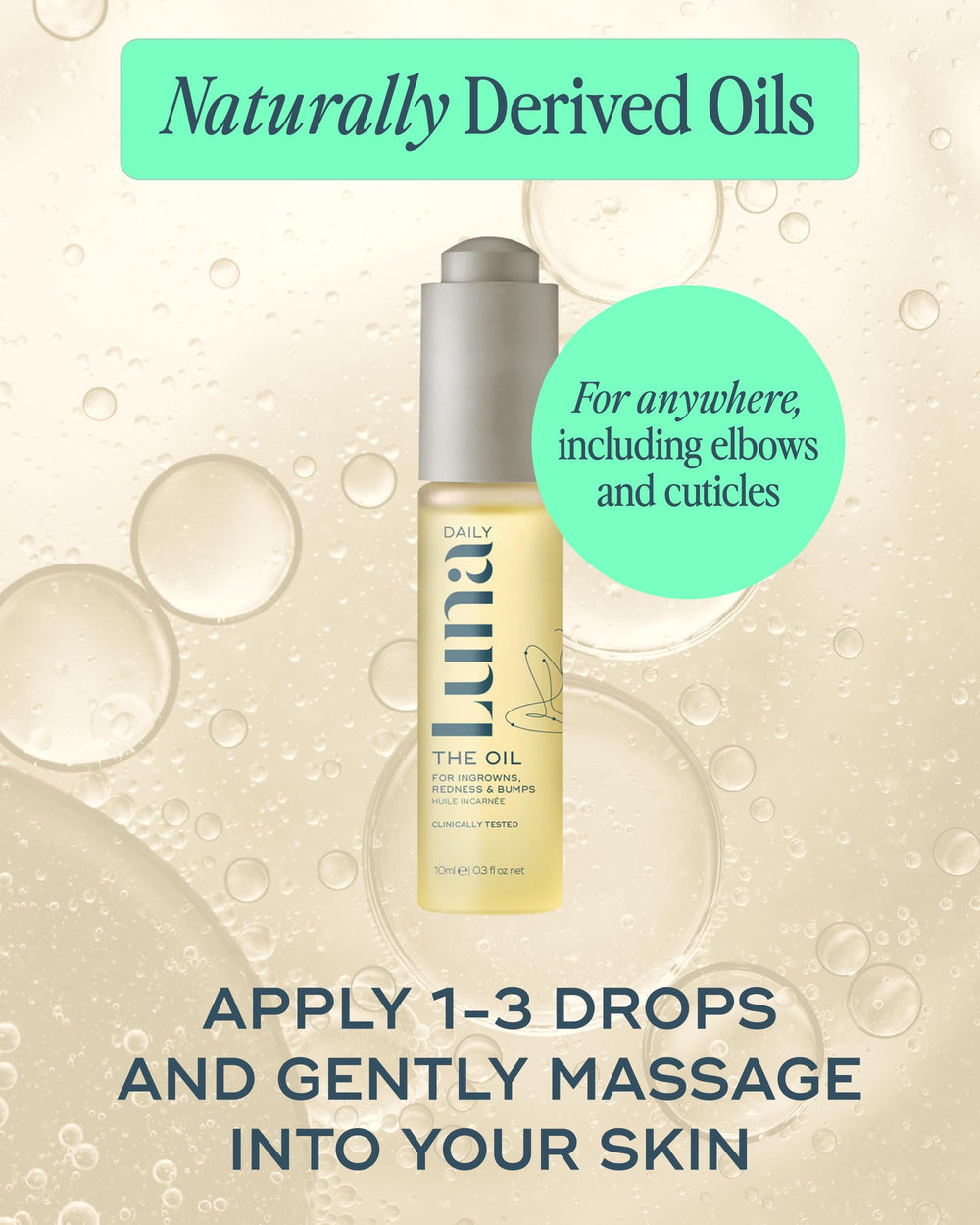 Luna Daily Mini Ingrown Hair Oil after-wax use scenario pictured